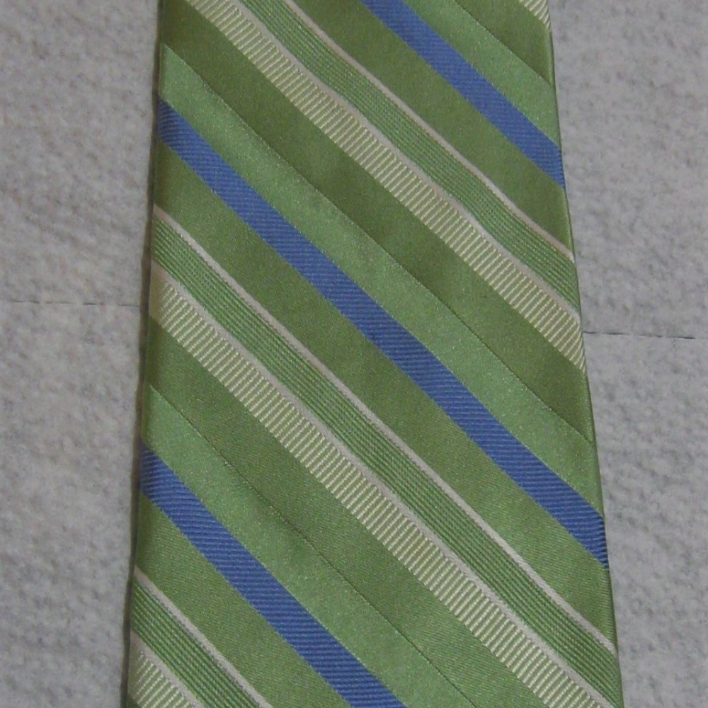 Michael Kors Men's Green and Blue Striped Necktie